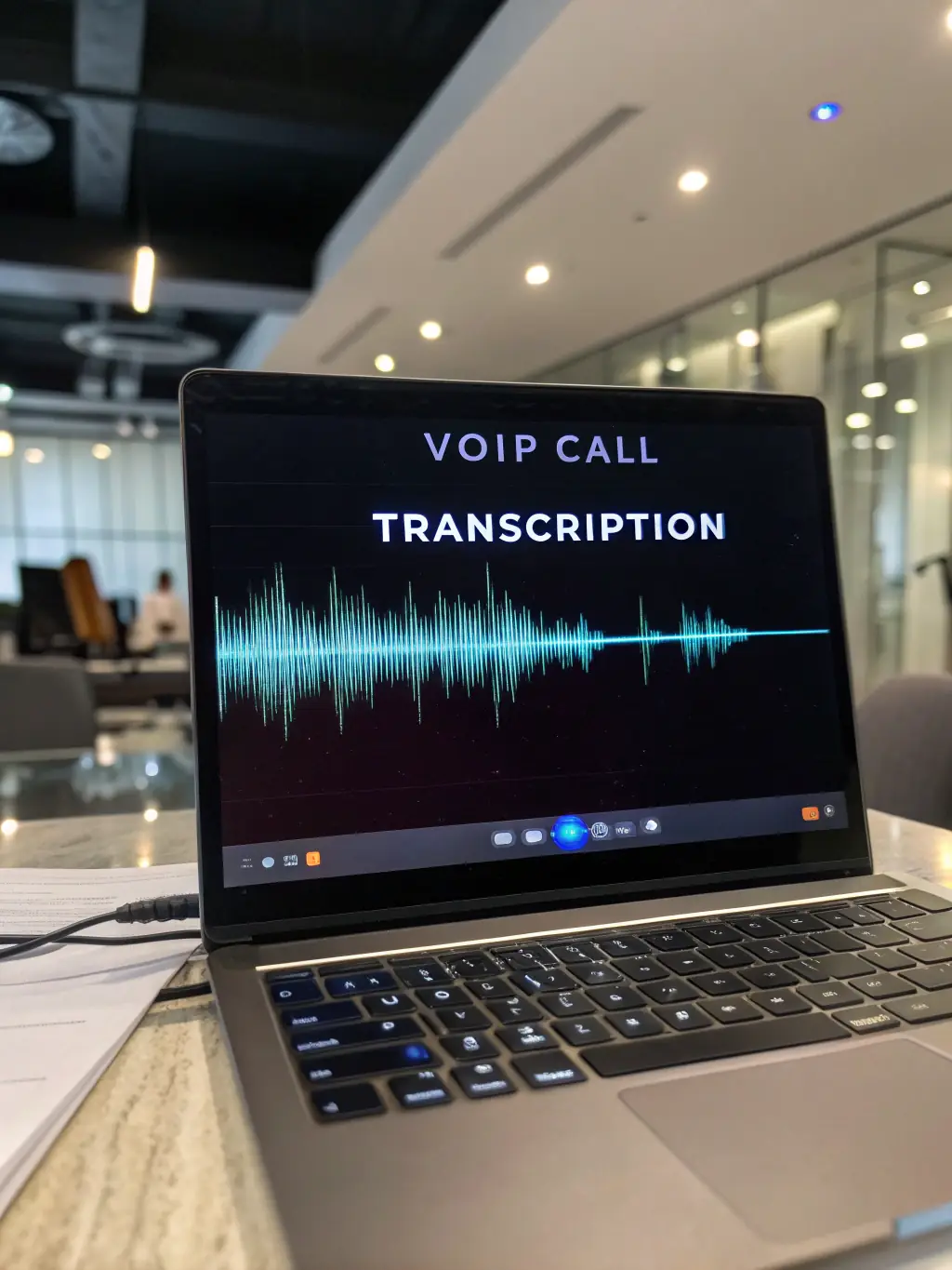 An icon depicting real-time transcription, such as a microphone with text bubbles appearing, conveying the immediacy and accuracy of the feature.